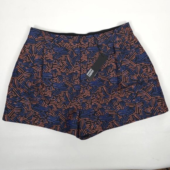NWT MARKUS LUPFER UK🇬🇧Made Pleated Textured Pockets Shorts Shiny Print MEDIUM - Picture 2 of 13